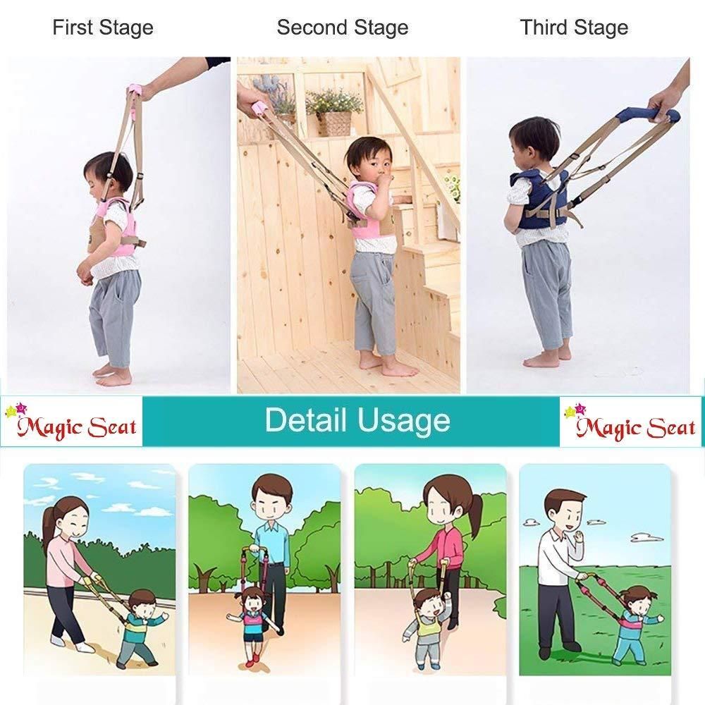 parent holding baby walking assistant belt handles