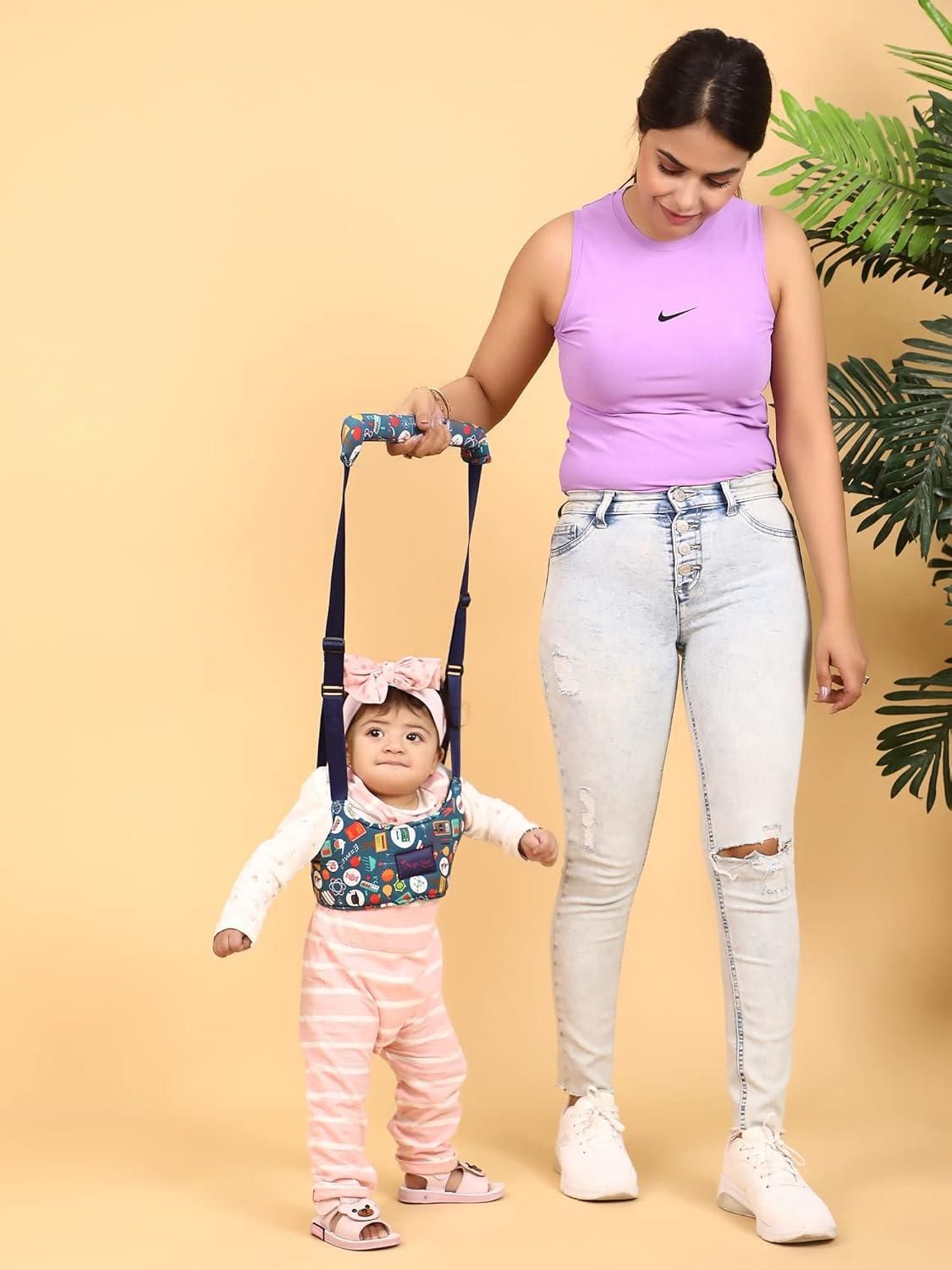 side view of baby walking assistant belt in use