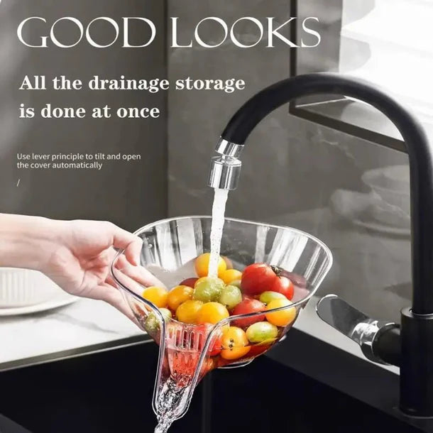 drain basket funnel collecting food waste in kitchen sink