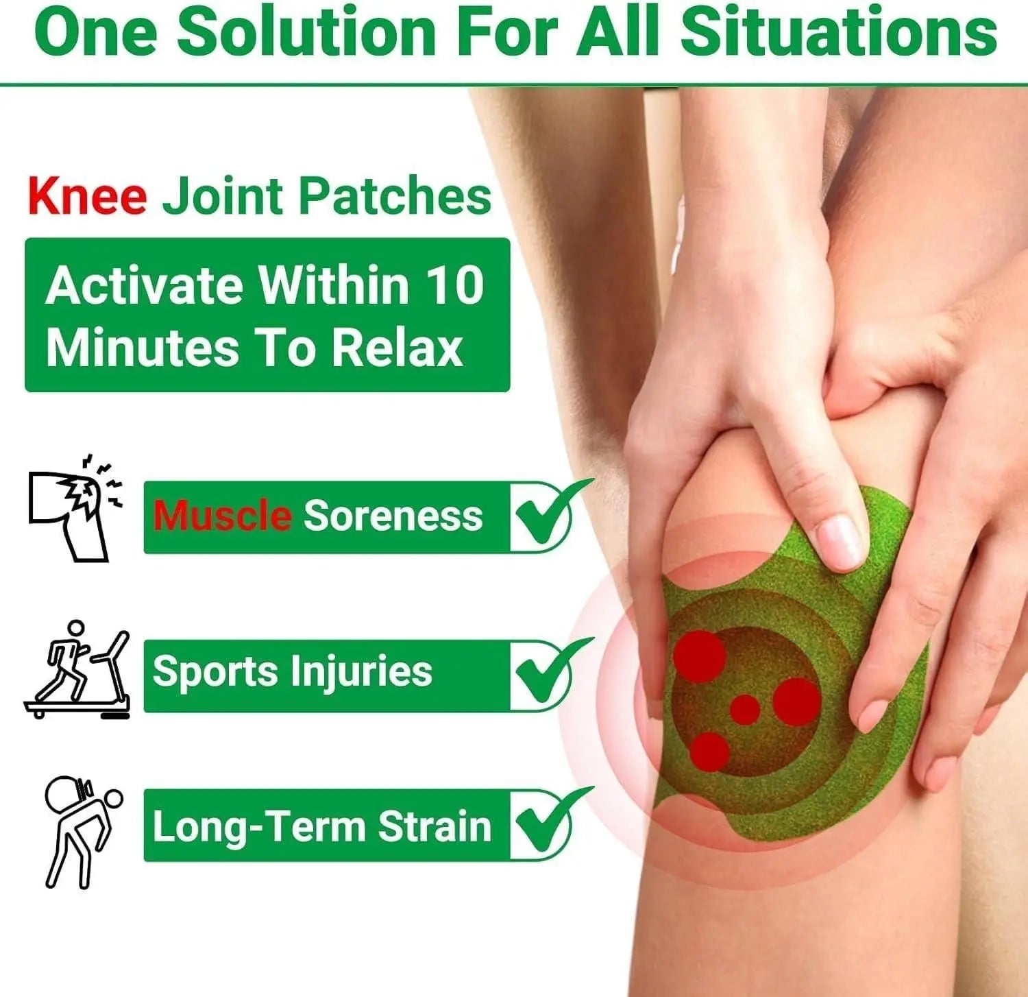 applying knee support patch on knee area